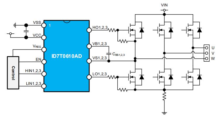 ID7T0610AD無刷電機驅動芯片60v應用電路圖