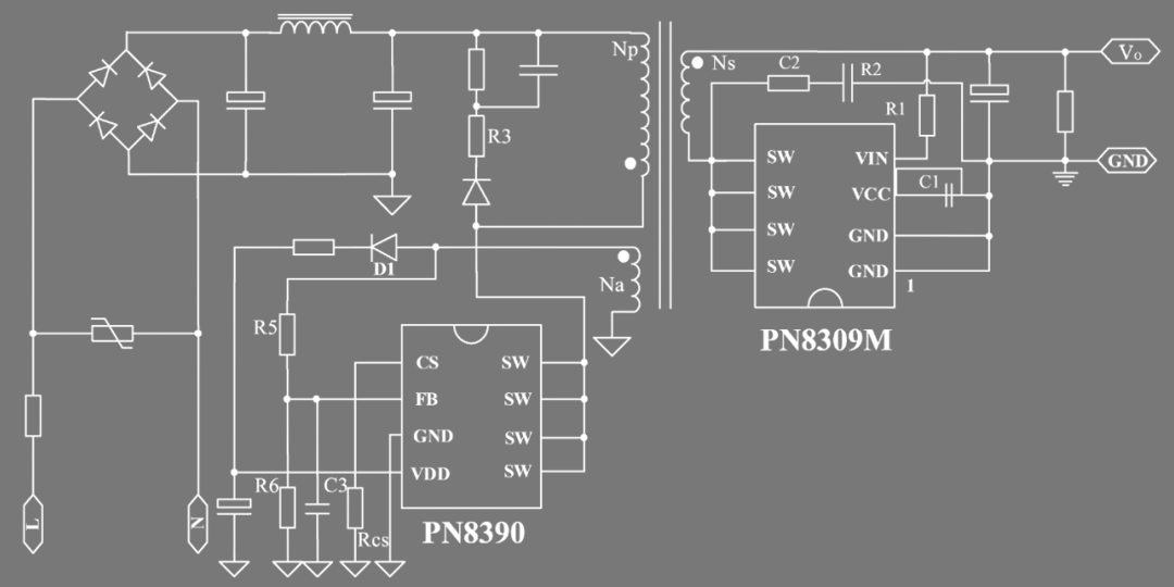 12V2A六級(jí)能效電源適配器方案典型電路圖