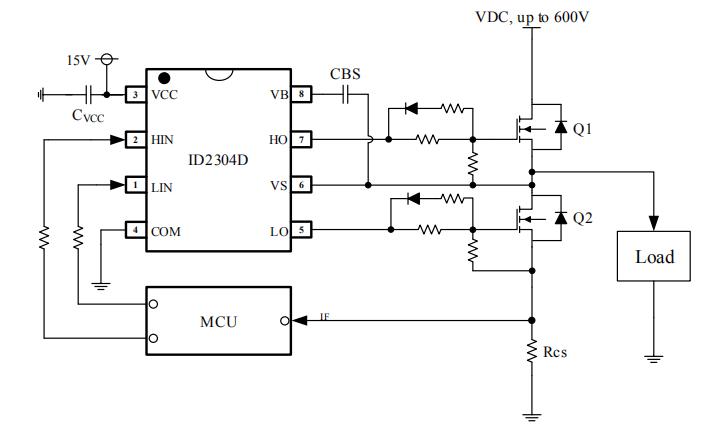 ID2304D 600V無刷電機(jī)驅(qū)動芯片典型應(yīng)用電路